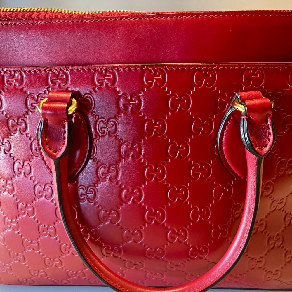 Gucci Red Microguccissima Leather Top Handle - Picture 7 of 15